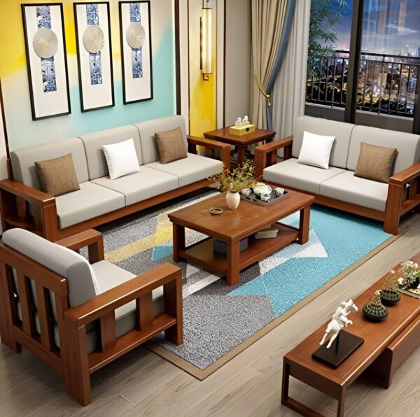 Furniture Arts Solid Sheesham Wood 6 Seater Sofa Set For Living Room Wooden Sofa Set For Living Room